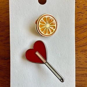 Orange and Heart Lollipop Pins